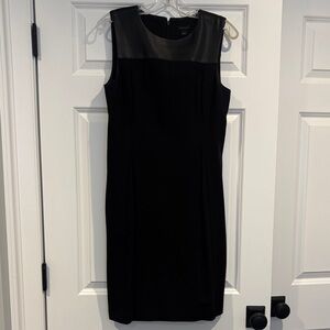 Ann Taylor Black Dress with Faux Leather Accents